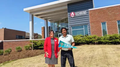 Aussem Hussien stands with Human Services Program Coordinator Amanda McKenzie