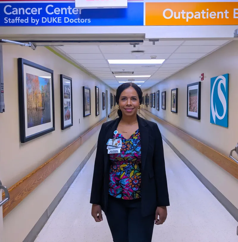 Chinna Hale standing in hallway of hospital