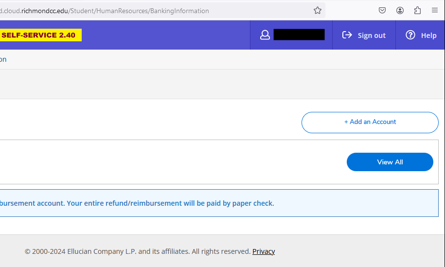 After Clicking Banking Information